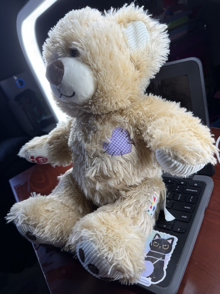 Build a Bear Patches Patchwork Teddy Bear 15” Stuffed Plush Pre Owned Retired