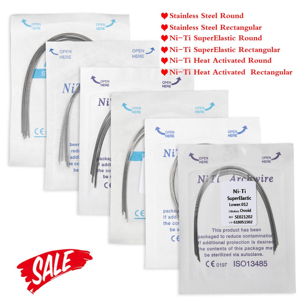 Ortho Arch Wire Super Elastic Niti/SS Round Rectangular Ovoid/Oval