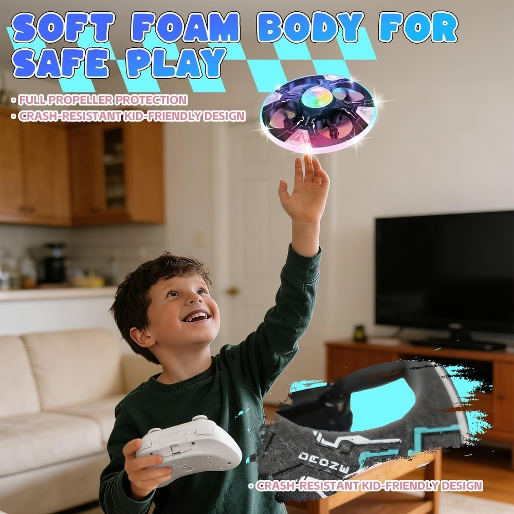 Interactive Mini Drone for Kids - Safe Remote Control with 14 Min Flight Time