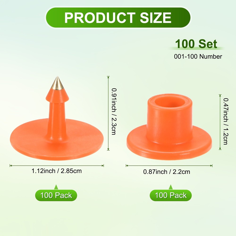 100-Pack Cattle Ear Tags, Plastic Round Blank Livestock Ear Tags [Orange]