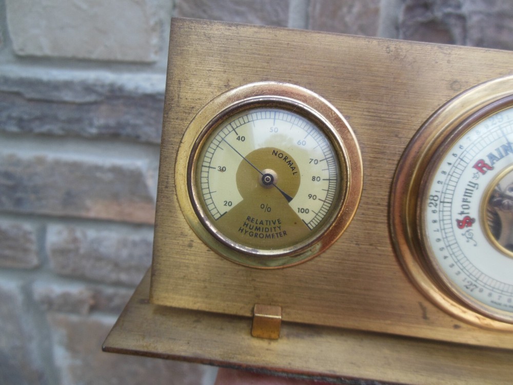 Vintage Lufft Made Western Germany Barometer Hygrometer Temperature Solid Brass