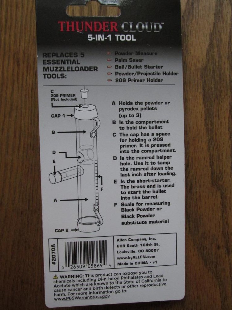 Thunder Cloud 5-In-1 Tool - Allen #2070A - NEW In Pkg - Muzzleloader Tool