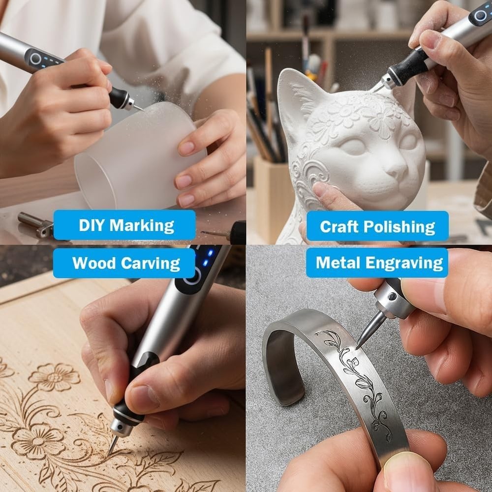 Beginner’s Engraving Pen Set with USB Charging & Adjustable Speed for All Crafts