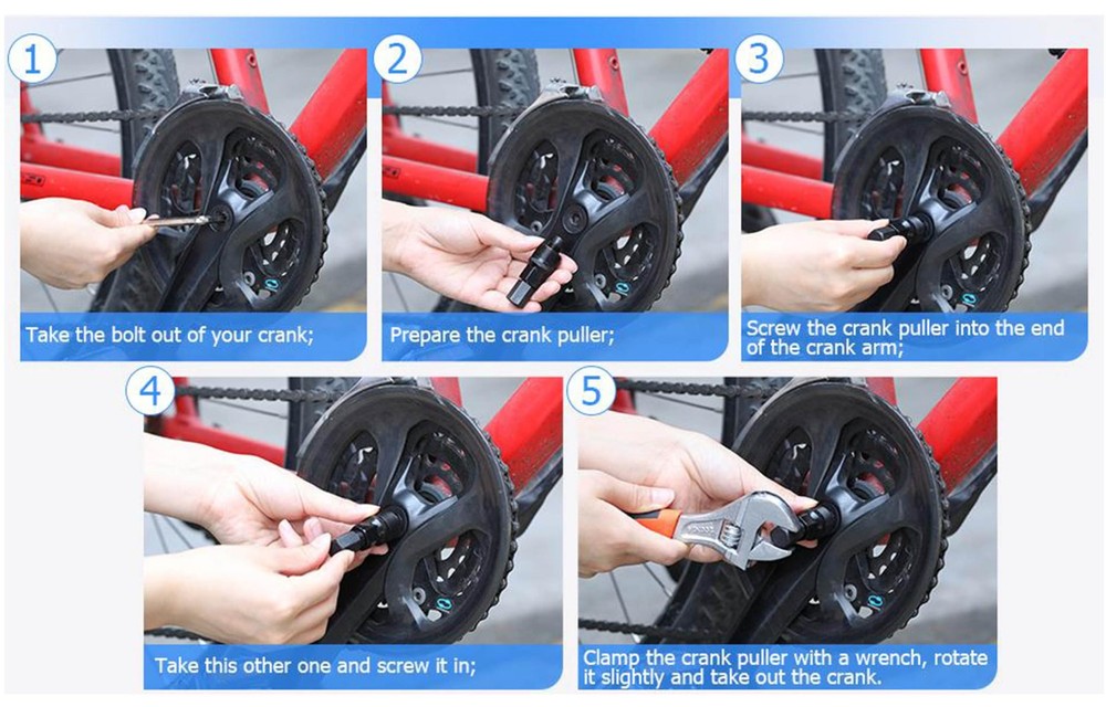 Bicycle Crank Remover And Pedal Puller Repair Tool Maintenance Accessory Black