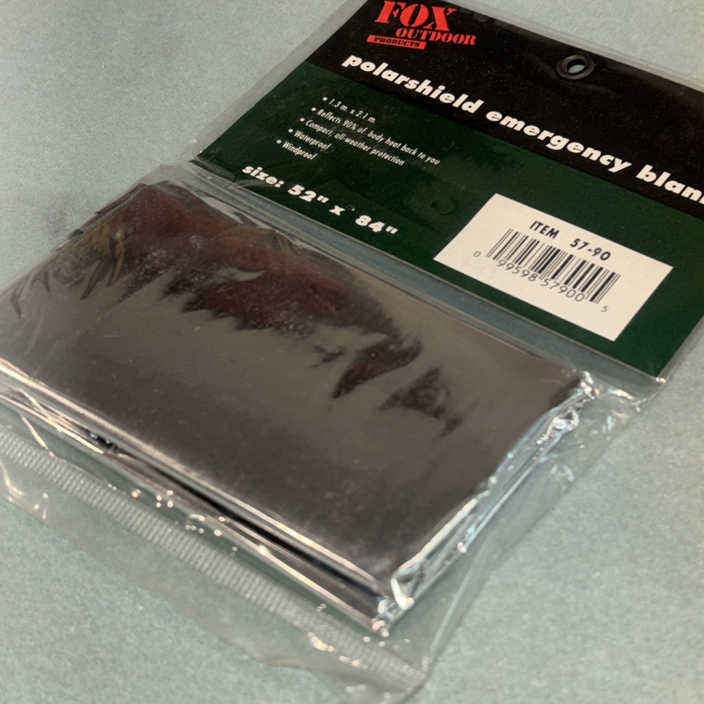 Polar shield emergency blanket. Metallic. 52” x 84”.