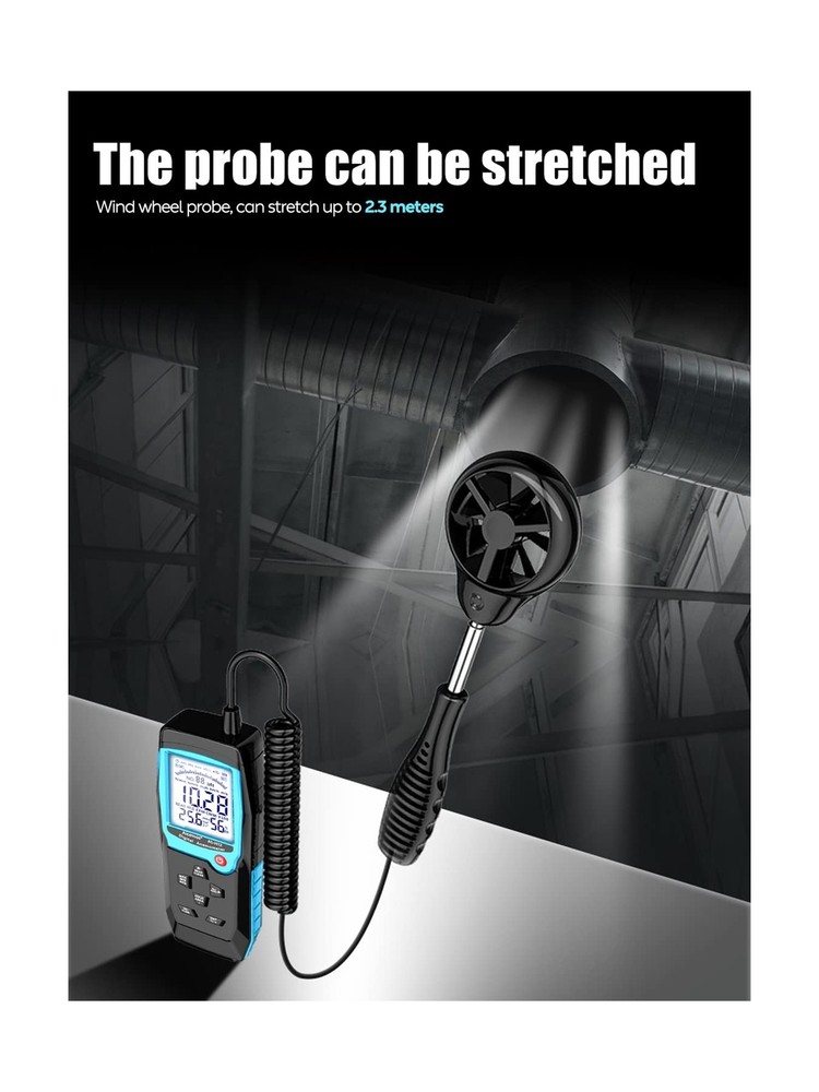 H12 Digital Anemometer Handheld Wind Speed Meter with Extended Wind Sensor, M...