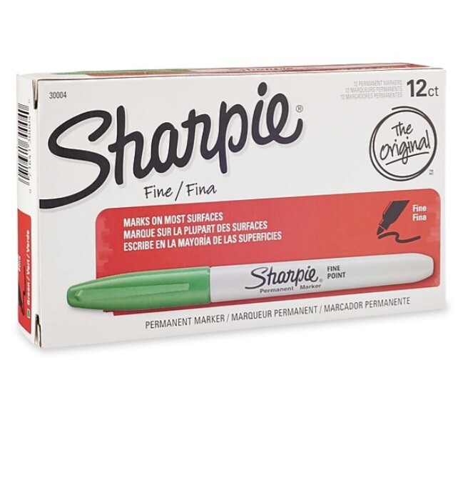 Sharpie Green 12ct Box.  Fine Tip.