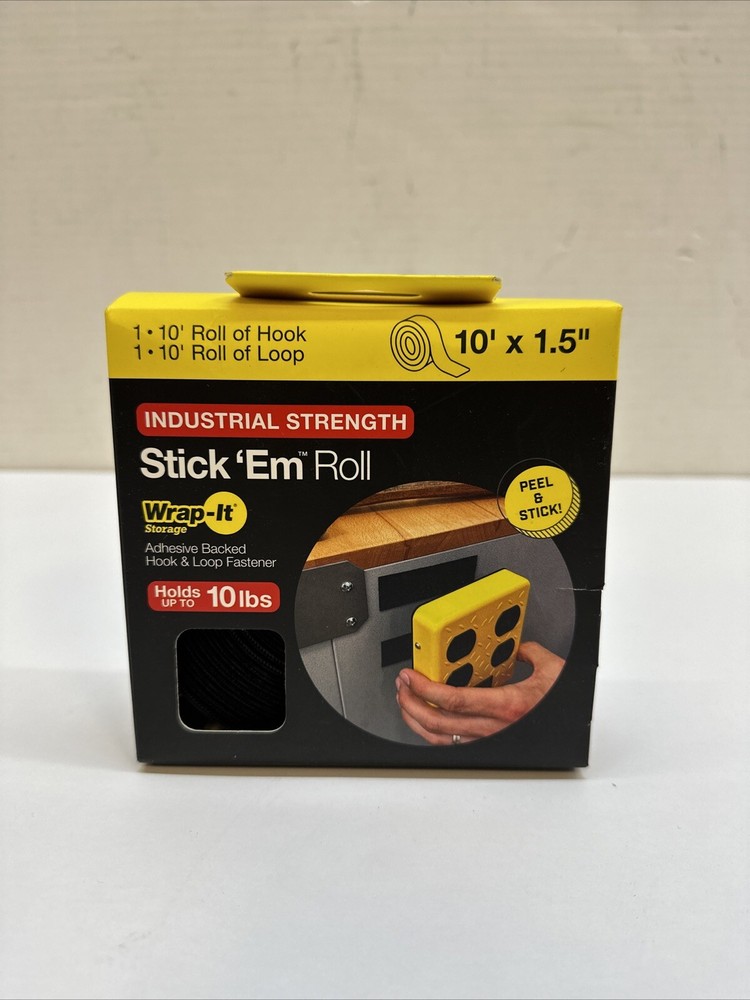 Wrap-It 10' x 1.5" Stick 'Em Adhesive Back Hook and Loop Roll