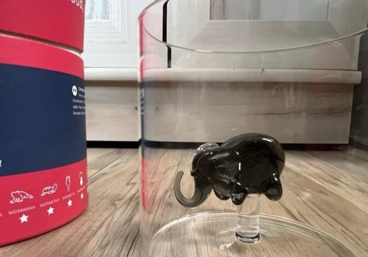 Tiny Elephant Inside Drinking Glass - Monterey Line - 8.4 fl. oz.