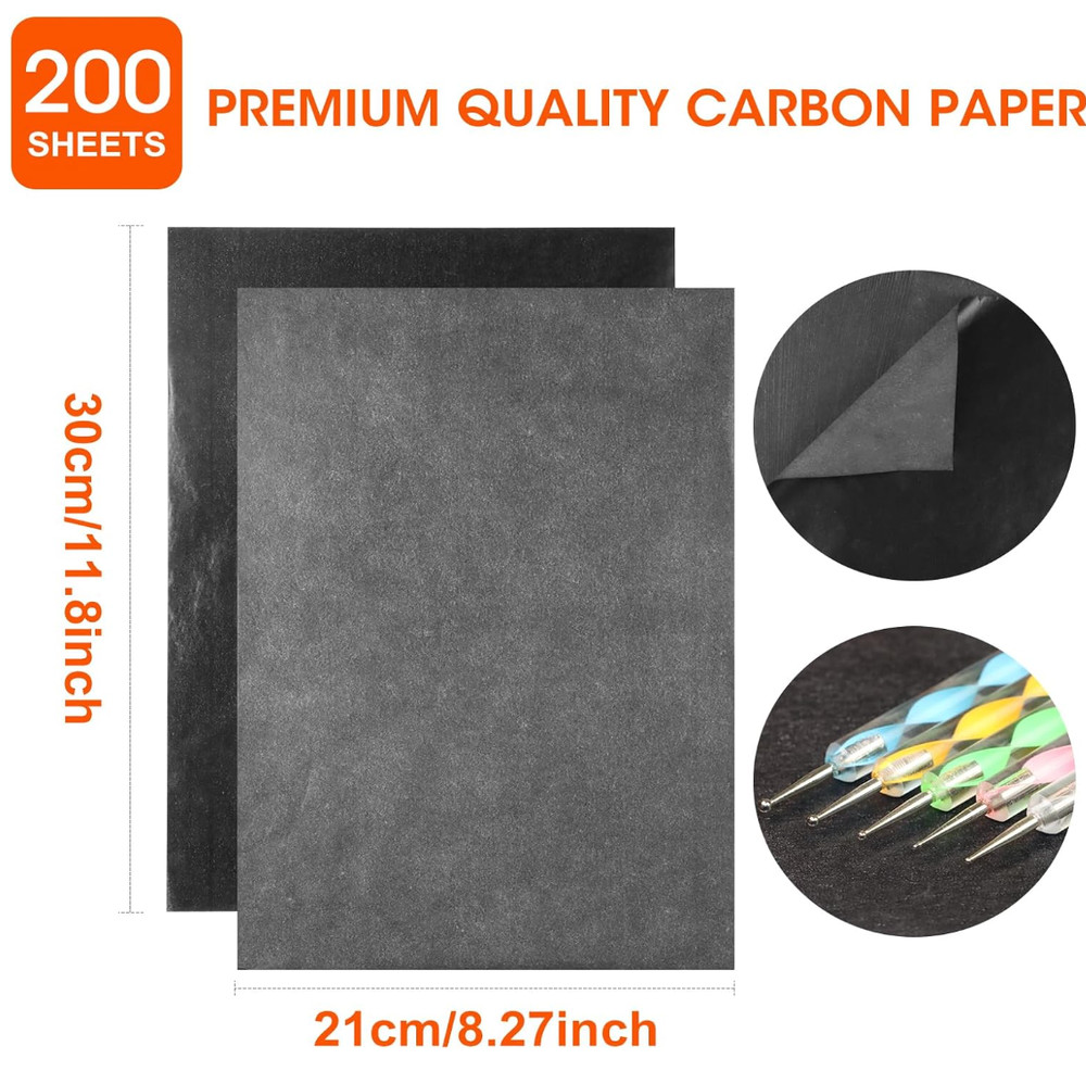 200 Sheets Carbon Transfer Paper 8.5x11 Black
