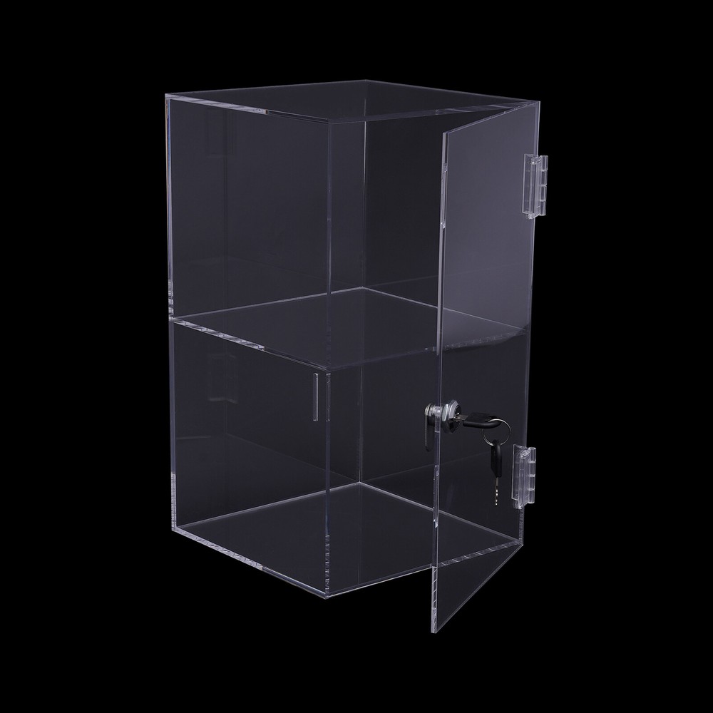 2-Layer Acrylic Display Case with Security Lock for Collectibles and Merchandise