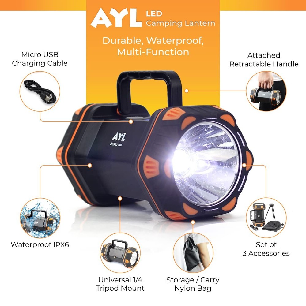 Led Camping Lantern Rechargeable Camping Flashlight 8 Light Modes 4800mah Power