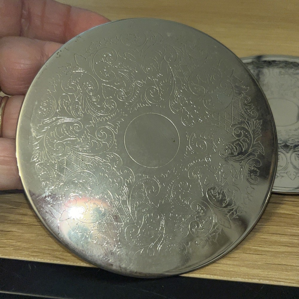 Vintage Silver Plated Coasters 4" diameter Set Of 5