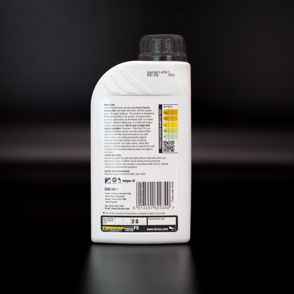 Fernox F9 Plus Filter Fluid Central Heating Protector 500ml for 16 Radiators