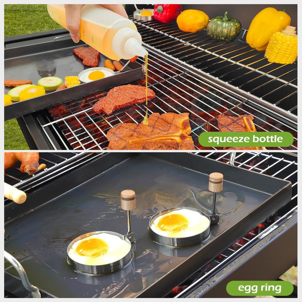 Double Two - Griddle Accessories Kit, Spatula Tools Set, Flat silvery