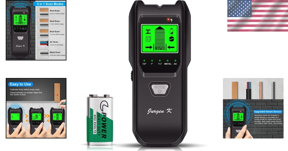 5 in 1 Multifunction Stud Detector - Accurate Center & Edge