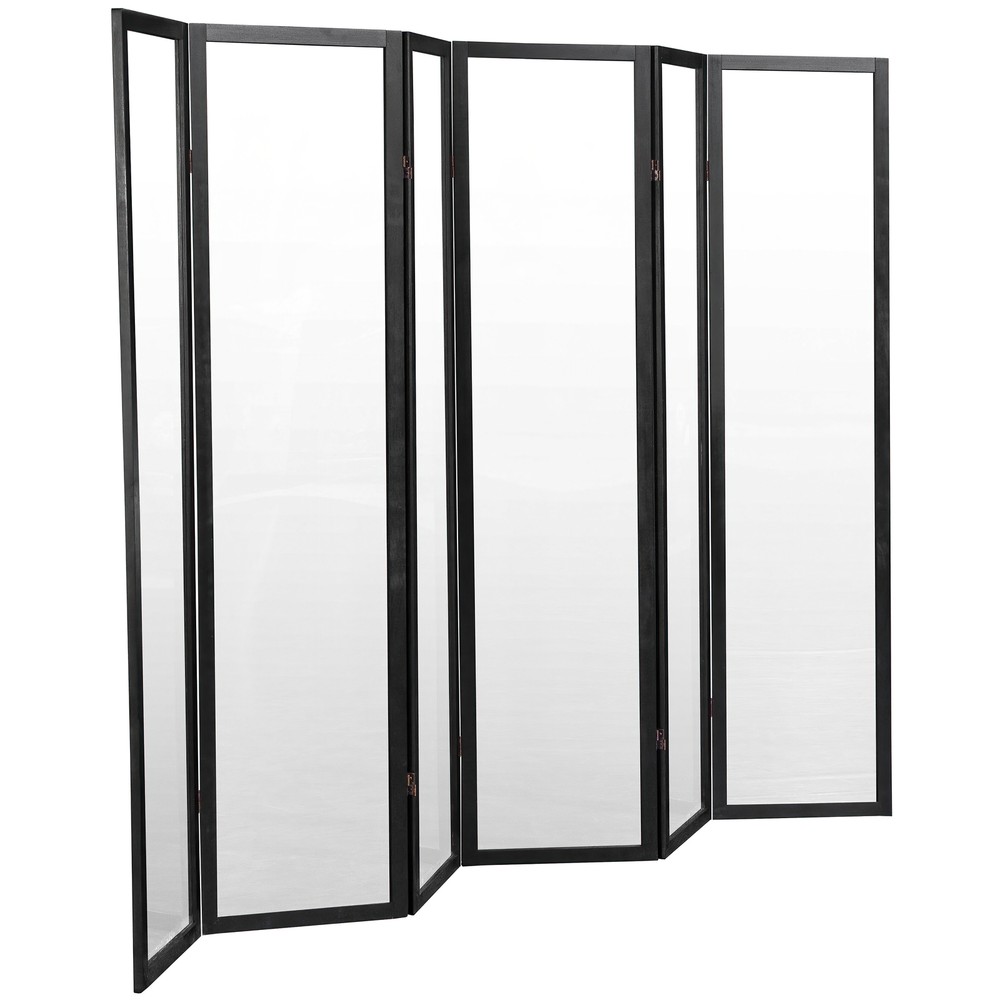 6 ft. Tall Clear Plastic Partition Black 6 Panel