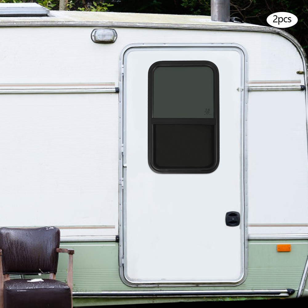 2 PCS RV Window,Modern Black Rectangular RV Windows, RV Vertical Slide Window