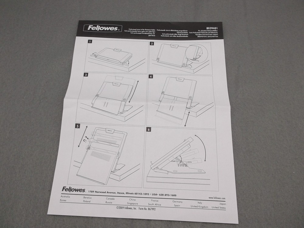 Fellowes In Line Document Holder Professional Series Model 80394