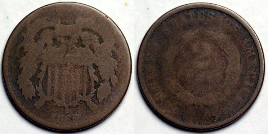 1865  Two Cent Piece