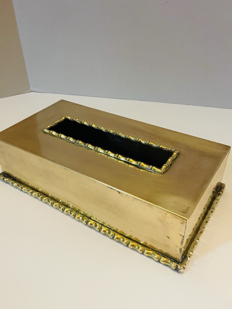 VTG Brass Faux Bamboo Rectangular Tissue Cover 10x5x3