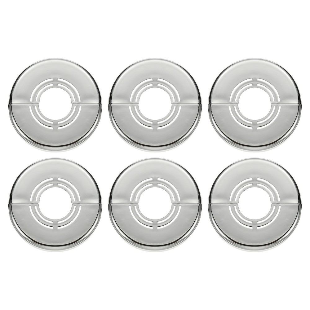 6pcs Wall Split Flange 1.18" Plastic Round Split Flange Pipe Cover, Silver