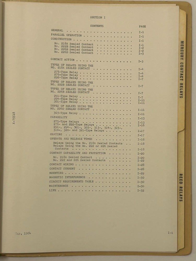 Bell Telephone Laboratories Sealed Contact Relays Engineering Reference Data '64