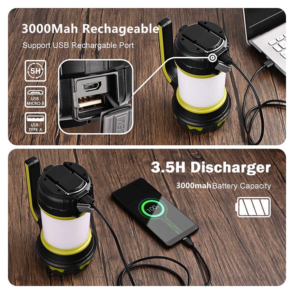 LED Camping Lantern USB Rechargeable Camping Tent Light Lamp Flashlight Portable