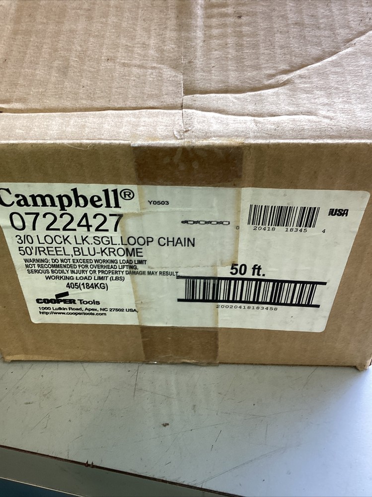 Campbell 0723427 chain 3/0 lock loop 50’roll new