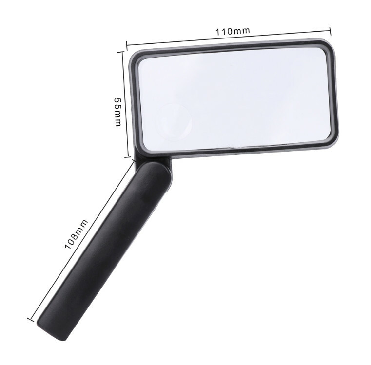 Hand-held Folding Rectangular Magnifying Glass 2.5/4X Double Lens Gift Magnifier