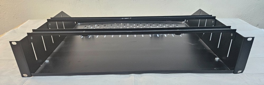 2U Audio or Server Rack Vented Shelf w Lock Down Bars