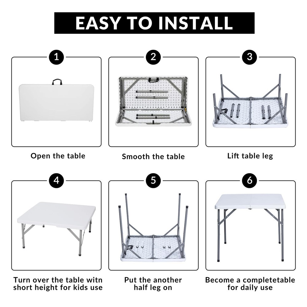 34" Square Folding Table, Plastic Commercial Folding Card Table with Collapsi...