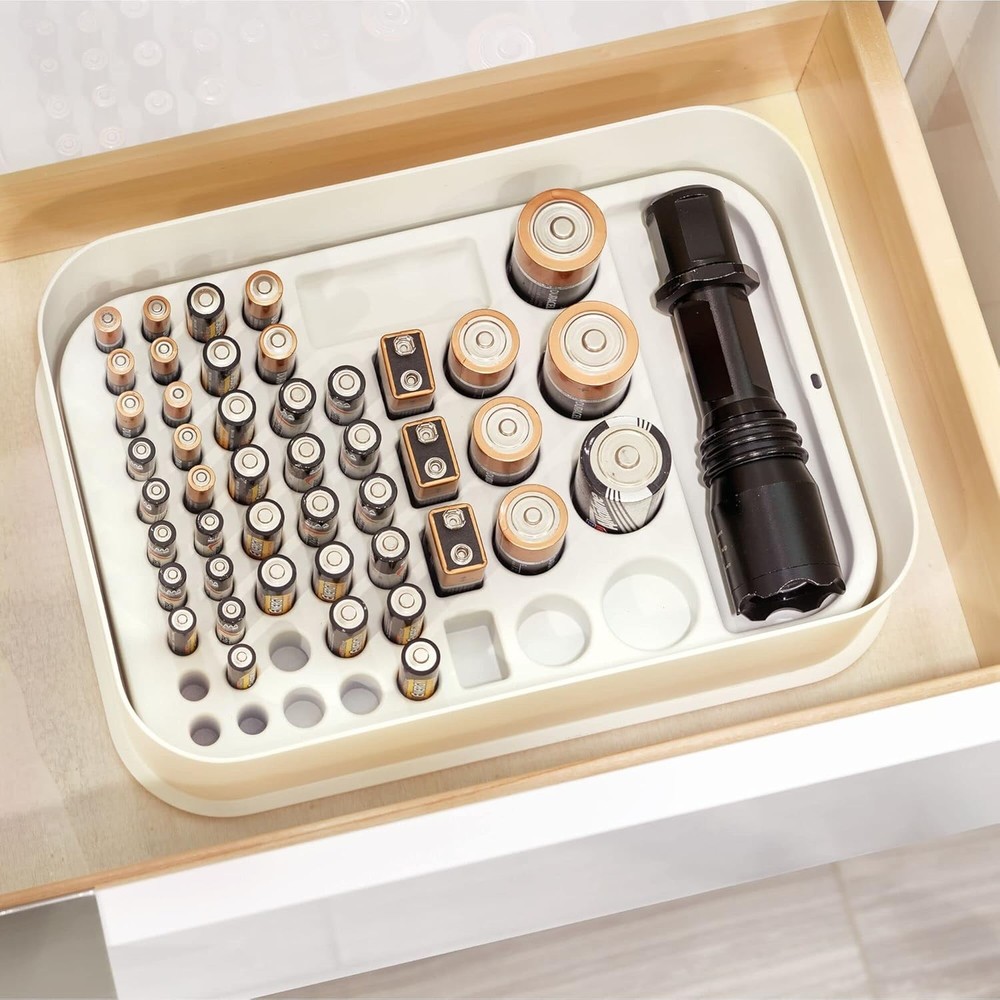 iDesign Recycled Plastic Divided Battery Organizer Insert, Insert