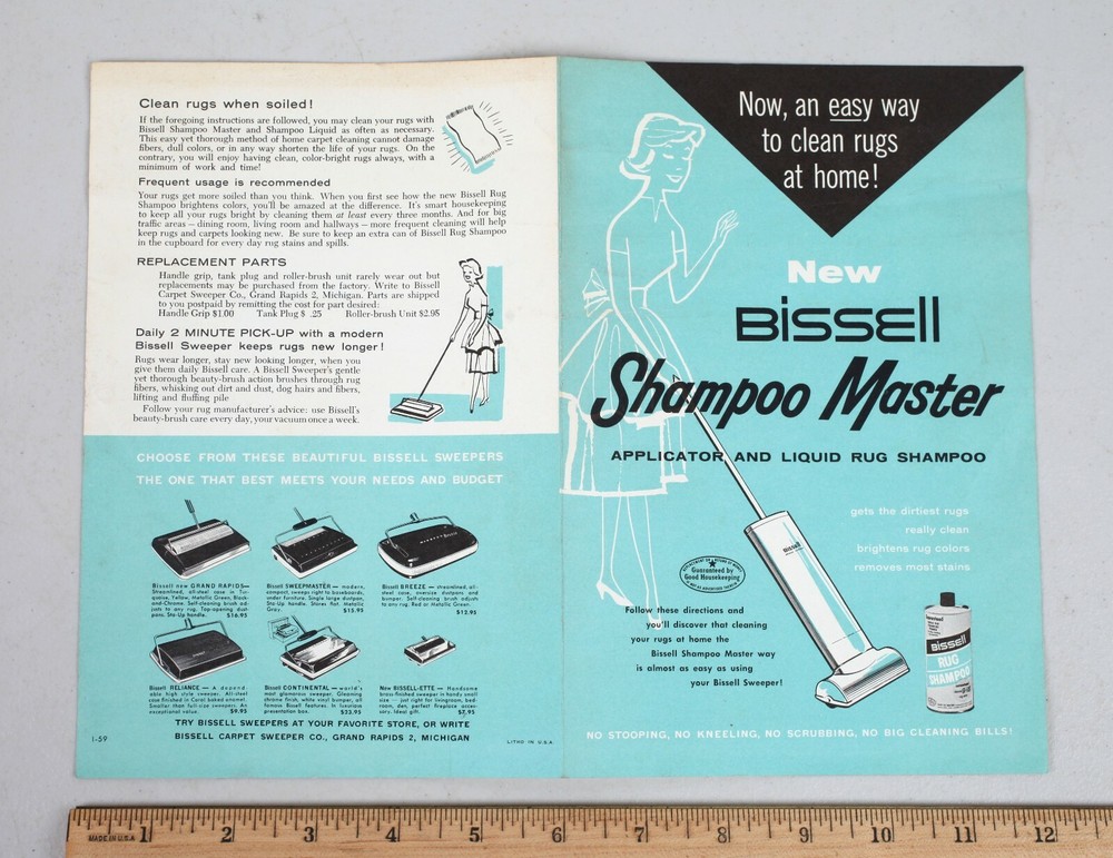 Vintage 1959 Bissell Shampoo Master Instructions Booklet