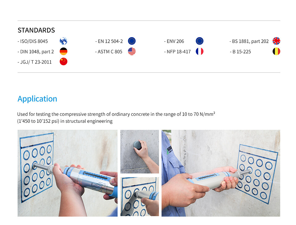 Hot Selling Concrete Test Hammer N Type Rebound Hammer 2.207J for Construction