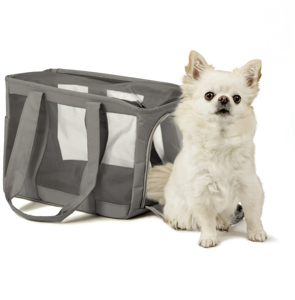 FurHaven Medium Durable Mesh Soft-Sided Pet Tote Carrier, Gray