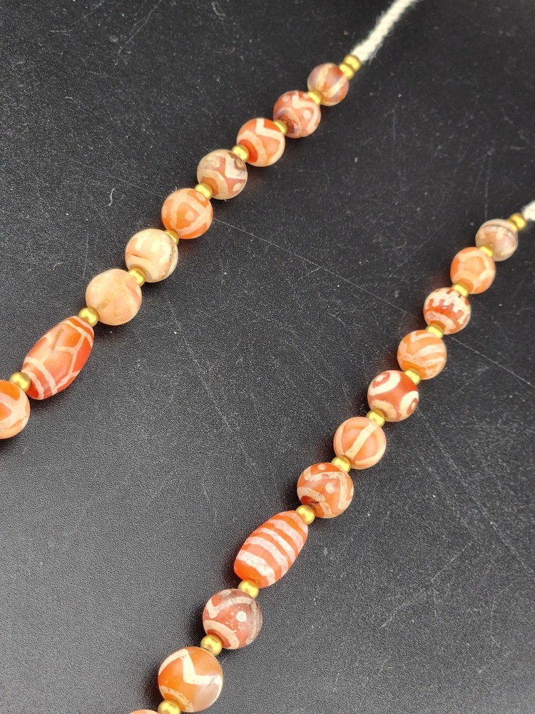 Ancient Etched Carnelian Longevity Beads over 2000 Year Old In great Condition