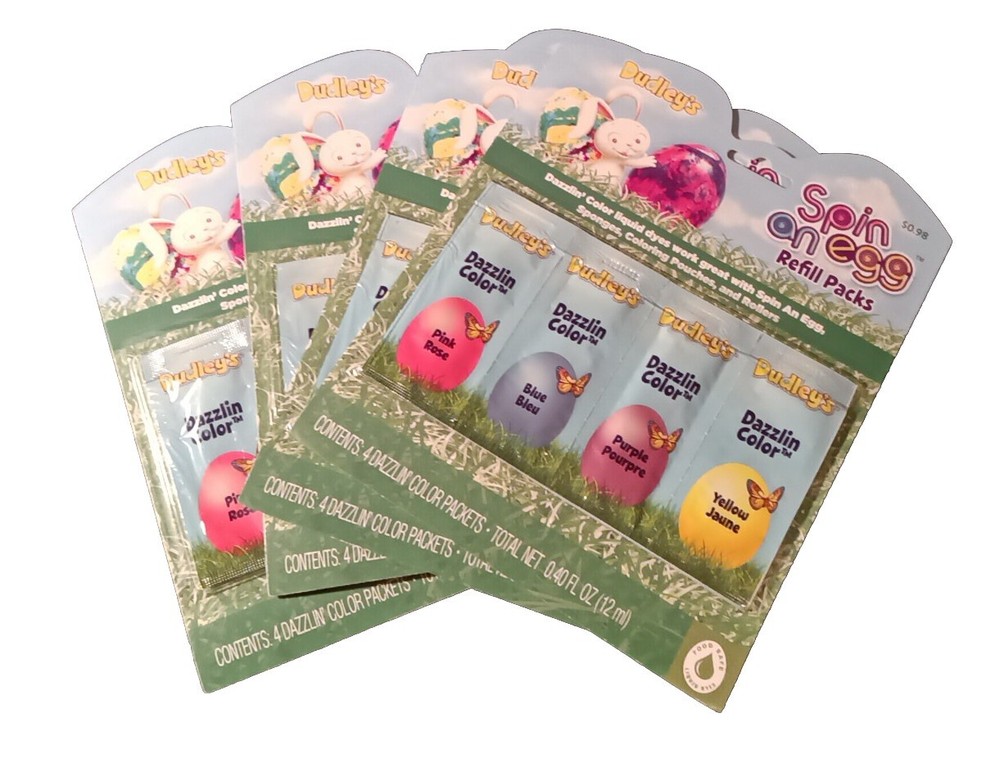 Dudley's Spin An Egg Decorating Kit - Easter Egg Dye Kit - 4 Refill Packs