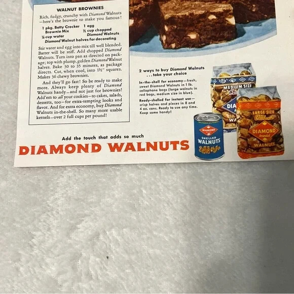 1954 Diamond Walnuts Make Em Sparkle Original Vintage Print Ad