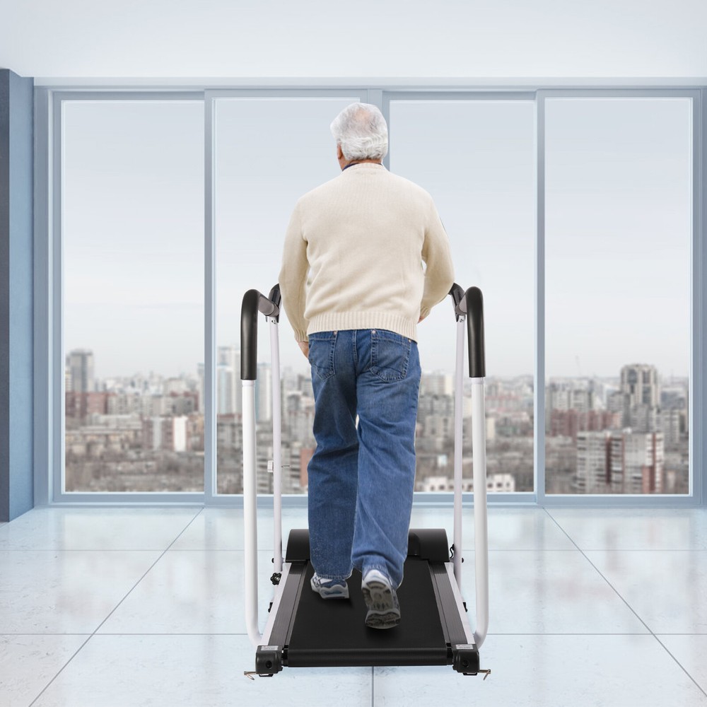 Compact Walking Treadmill with Heart Rate Sensor & Safety Handrails