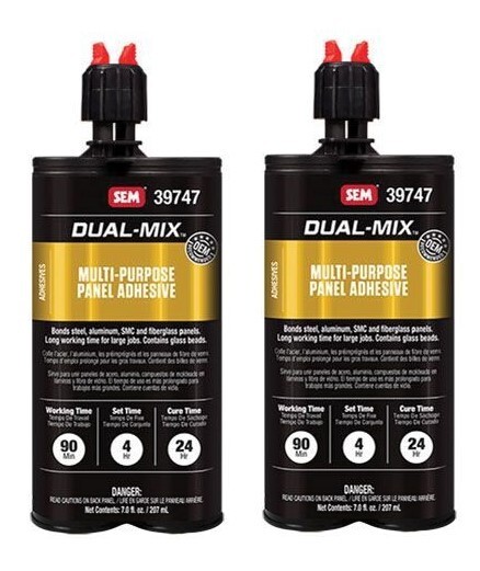 SEM 7oz Dual Mix Multi Purpose Auto Body Panel Bonding Adhesive 39747 (2 Pack)
