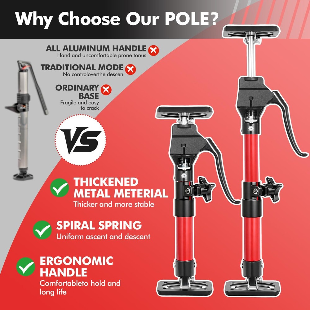 Cabinet Jack for Installing Cabinet,2 Pack Adjustable 3rd Hand Support Pole E...