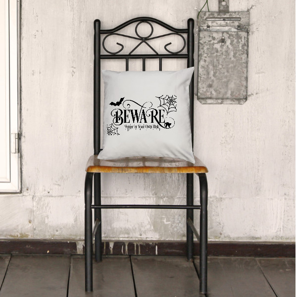 Beware Pillow Cover White Pillow 18"x18"