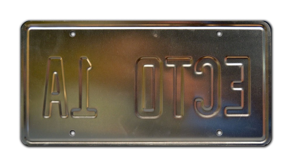Ghostbusters 1 & 2 | ECTO-1 + ECTO-1A | STAMPED Replica Prop License Plate Combo