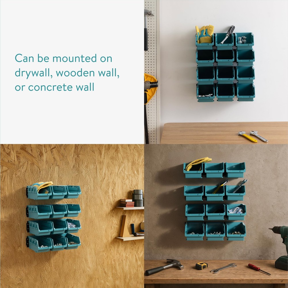 Storage Bins - Interlocking Plastic Van Boxes - Wall Mounted Compartments for...