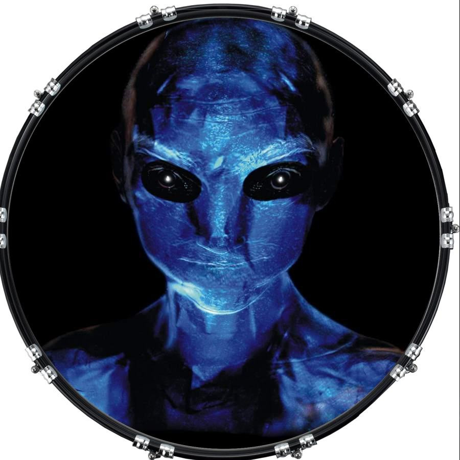20" Custom Bass Kick Drum Front Head Skin Graphical Blue Entity