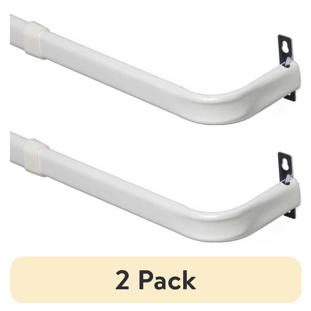 3-Pack White Basic Metal Wrap Around Adjustable Window Curtain Rods 48-86 Inch