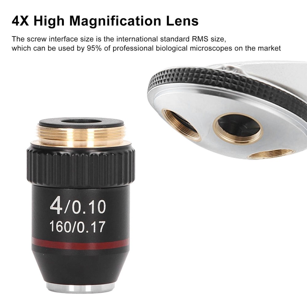 Achromatic Microscope Objective 4X High Magnification Lens 20.2mm Interface