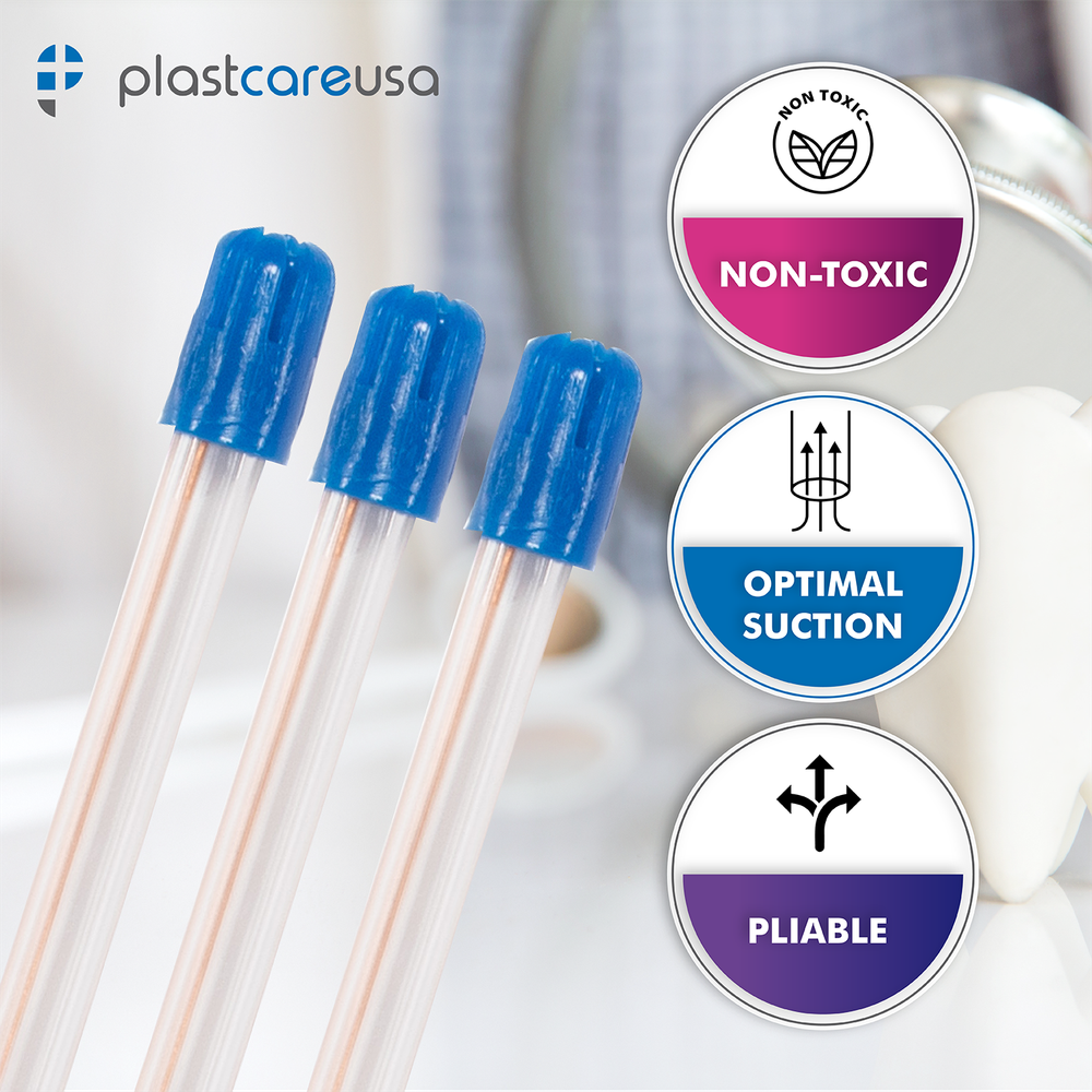 200 Saliva Ejectors Ejector CLEAR BLUE Dental Suction Tips Disposable