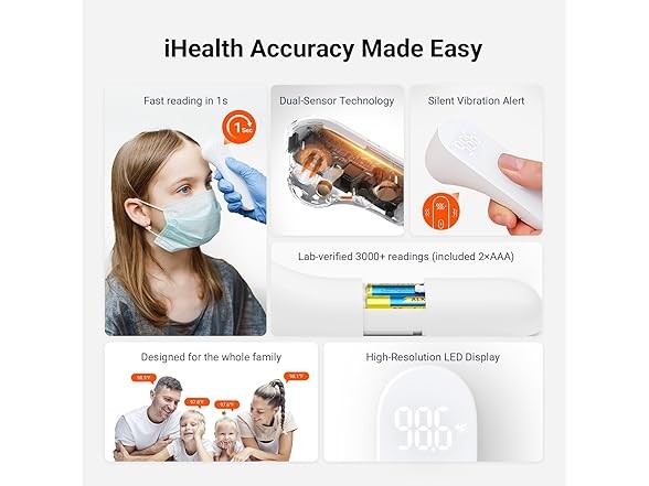 iHealth No-Touch Forehead Thermometer White